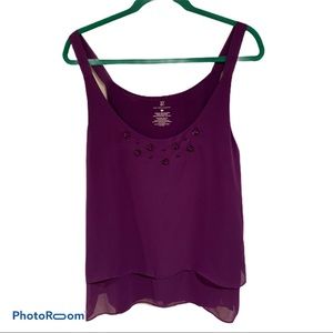 New York & Company Purple tank blouse size large